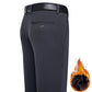 Men's Warm Lined Straight-Leg Stretch Dress Pants
