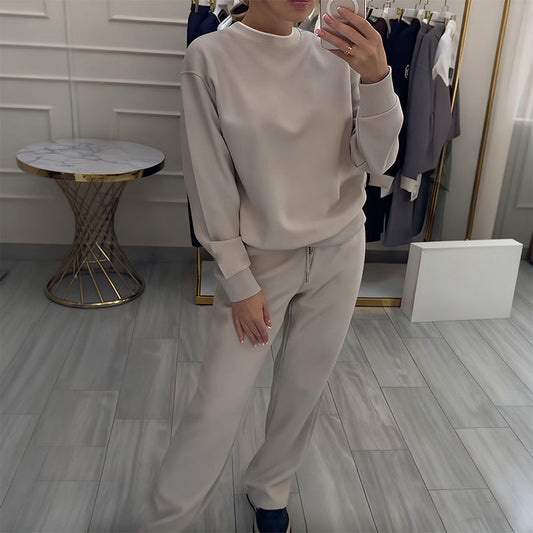 ⏳Time-Limited Special⏰Women's Fashion Round Neck Tops ＆ Pants 2-Piece Set