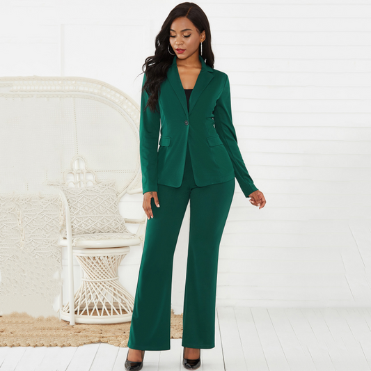 🎁 Hot Sale 49% OFF 🔥Women's Business Solid Blazer ＆ Pants 2-Piece Set
