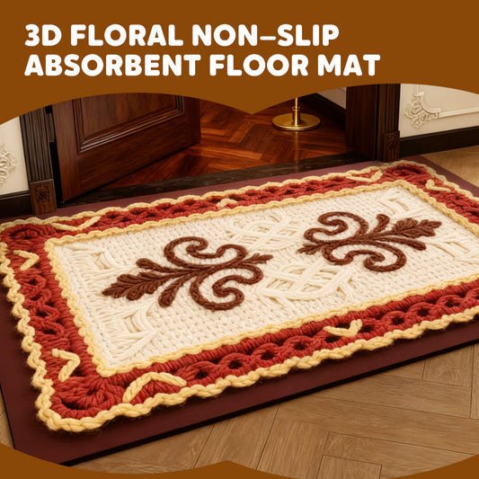 🦌Christmas Early Bird Special 49% off🏆3D Floral Yarn Anti-Slip Absorbent Floor Mat – Stylish, Soft & Safe