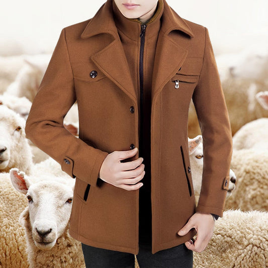 Men's Winter Business Tweed Coat – Warm Wool Tweed Fabric, Elegant for Cold-Weather Office & Events