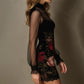 📢📢49 % OFF !!⏰⏰Floral Print Sheer Sleeve Bodycon Mini Dress