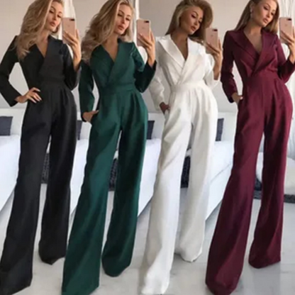 ❤️Women’s V-Neck Nipped Waist Wide-Leg Jumpsuit