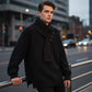 Men's Casual Ribbed Sweater with Detachable Scarf