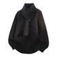 Men's Casual Ribbed Sweater with Detachable Scarf