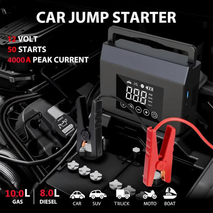 Car essential – better safe than sorry. 🚗🔧Limited Time Offer ⏰✨🚗 Car starter with integrated air compressor｜Start and inflate instantly, wherever you are ⚡
