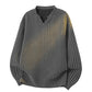 Men's Geometric Pattern Long-Sleeve V-Neck T-Shirt