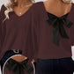 🎁 Hot Sale 49% OFF 🔥Women's V-Neck Sweater with Elegant Back Bow Tie