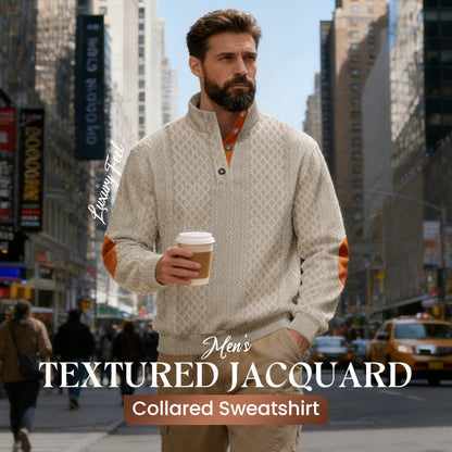 📢📢50%  OFF !! ⏰Men's Textured Jacquard Collared Sweatshirt - BUY 3 FREE SHIPPING