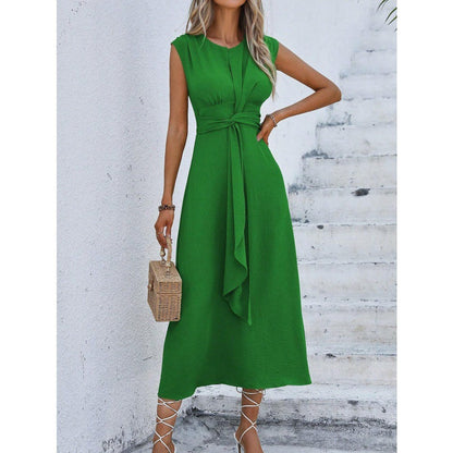 🎁LAST DAY SALE 50% OFF!!💛Women's Elegant Solid Color Crew Neck Dress👠
