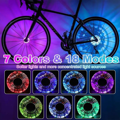 💥【50% OFF】🔥 LED Bike Wheel Hub Light | 7 Colors + 18 Patterns | Fresnel Lens, Soft & Focused Light | Smart Sensor (Auto On/Off) | IP65 Waterproof | USB Rechargeable, 8-12 Hours | Ø8.2 cm | For Nighttime Safety & Style 🚴
