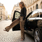 Women's Leopard Print Wide-Leg Trousers