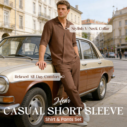 Men's Casual Short Sleeve Shirt & Pants Set