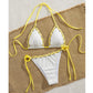 Adjustable Halter Tie-Side Bikini Set with Floral Trim