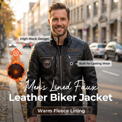 Men's Lined Faux Leather Biker Jacket✈️ Free shipping ✈️