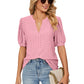 📢📢50% OFF !!!⏰Loose Solid Color T-Shirt Top with Hollow Bubble Sleeves