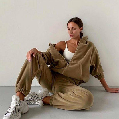 Women's Zip-Up Hoodie & Jogger 2-Piece Set