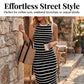 👗 50% OFF NOW! ✨ Sleeveless Striped Ribbed Knit Dress – Figure-Hugging, Comfortable & Perfect for Summer & Casual Wear 🌸