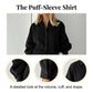 Women's Jacquard Puff-Sleeve Shirt & Shorts Set
