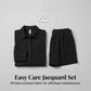 Women's Jacquard Puff-Sleeve Shirt & Shorts Set