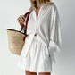 Women's Jacquard Puff-Sleeve Shirt & Shorts Set