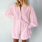 Women's Jacquard Puff-Sleeve Shirt & Shorts Set