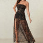 🥳2026 HOT SALE🥳💞50K+ SOLD!💥🌸🌙 50% OFF! Tulle Patchwork Maxi Dress – Bold pattern, flattering mesh panels. High slit elongates, strapless backless design. Lightweight & breathable for all-night elegance. Perfect for galas or special evenings. 👗✨