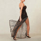🥳2026 HOT SALE🥳💞50K+ SOLD!💥🌸🌙 50% OFF! Tulle Patchwork Maxi Dress – Bold pattern, flattering mesh panels. High slit elongates, strapless backless design. Lightweight & breathable for all-night elegance. Perfect for galas or special evenings. 👗✨