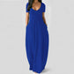 Women's Round Neck Short Sleeve Casual Soft Fabric Long Dress