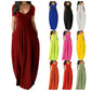 Women's Round Neck Short Sleeve Casual Soft Fabric Long Dress