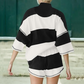 🌴Summer Specials 50% Off💗Women’s Striped Half Zip Tops ＆ Shorts Two-Piece Set