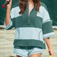 🌴Summer Specials 50% Off💗Women’s Striped Half Zip Tops ＆ Shorts Two-Piece Set