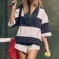 🌴Summer Specials 50% Off💗Women’s Striped Half Zip Tops ＆ Shorts Two-Piece Set