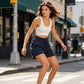 Women's High-Waisted Drawstring Shorts with Pockets