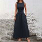 Sleeveless Crew Neck A-Line Maxi Dress