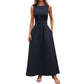 Sleeveless Crew Neck A-Line Maxi Dress