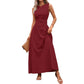 Sleeveless Crew Neck A-Line Maxi Dress