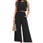 🏖️Summer Cool Deal: 50% OFF!!💃Women's 2-Piece Solid Color Breathable Tank Top & Wide Leg Loose Pants Set