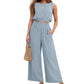 🏖️Summer Cool Deal: 50% OFF!!💃Women's 2-Piece Solid Color Breathable Tank Top & Wide Leg Loose Pants Set