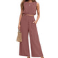 🏖️Summer Cool Deal: 50% OFF!!💃Women's 2-Piece Solid Color Breathable Tank Top & Wide Leg Loose Pants Set