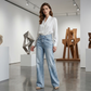 Women's Asymmetrical Waist Straight-Leg Jeans
