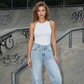 Women's Asymmetrical Waist Straight-Leg Jeans