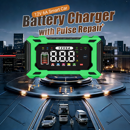 🔋50% OFF NOW! 12V 6A Smart Car Battery Charger, Pulse Repair & Desulfation Function, LCD Digital Display, Automatic Maintainer for Car Motorcycle Lead-Acid Batteries