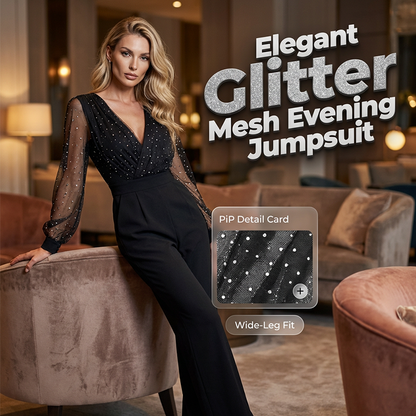 Women's Elegant V-Neck Wide-Leg Jumpsuit