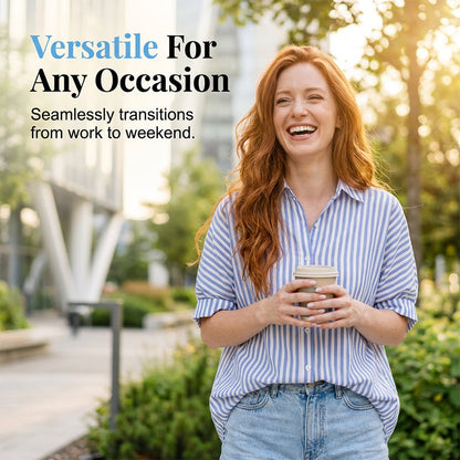 Women's Casual Striped Button Down Shirt