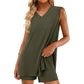Women's V-Neck Sleeveless Top & Shorts Set