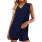 Women's V-Neck Sleeveless Top & Shorts Set