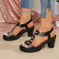 👡 50% OFF NOW! ✨ Women's Chunky Heel T-Strap Sandals – Elastic Slingback, Cushioned Platform & Metallic T-Strap – Day to Night Comfort 💃