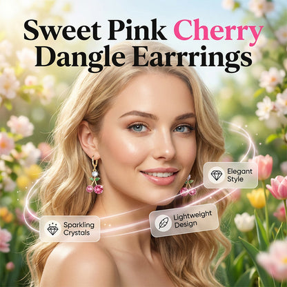 Sparkling Crystal Cherry Dangle Hoop Earrings