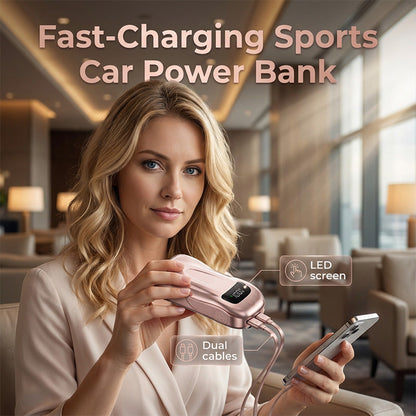 Sports Car Design Power Bank with Dual Cables
